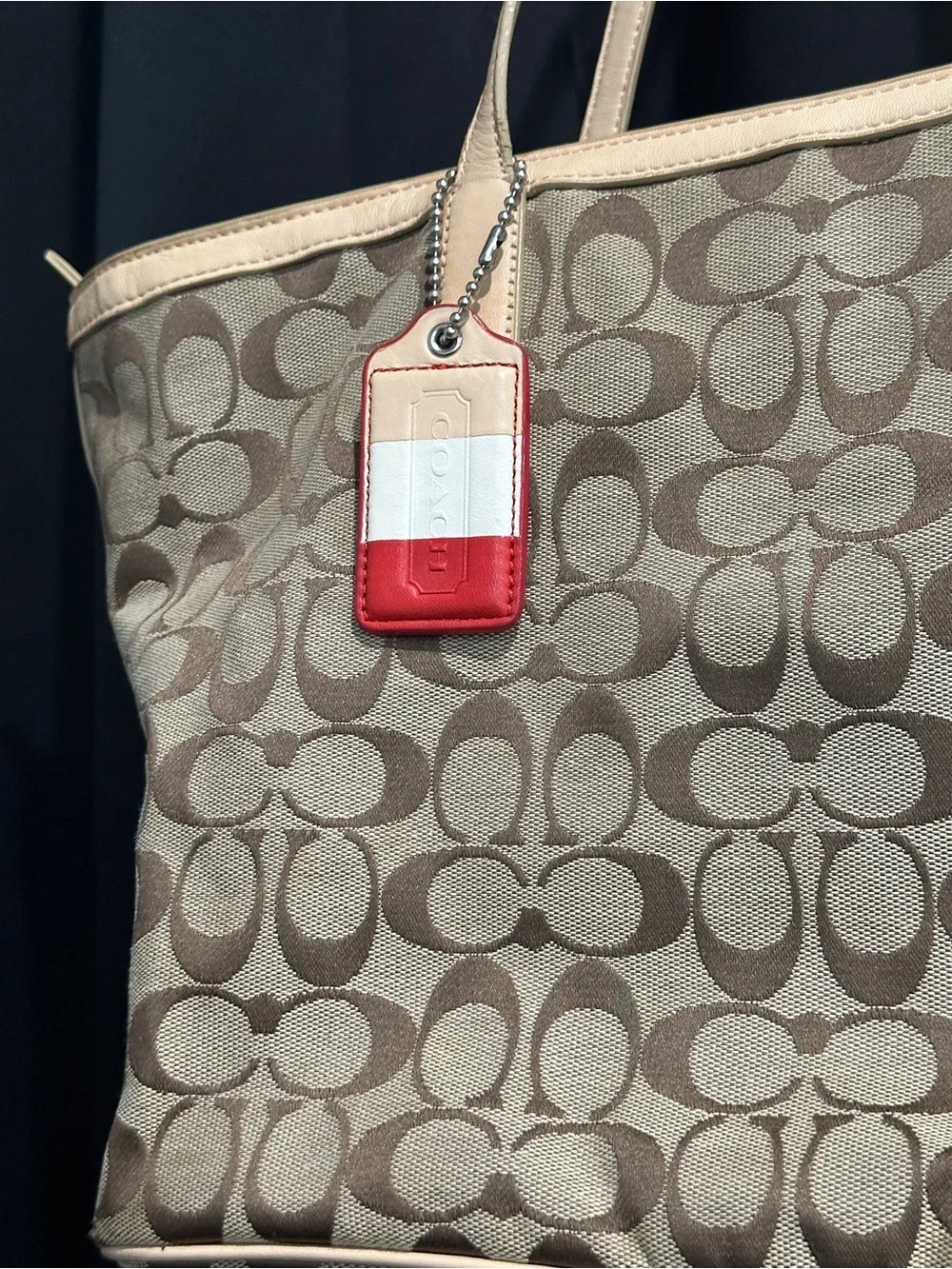 Coach Legacy Weekend Signature Medium Zip Top Tote Khaki Canvas - Picture 2 of 12